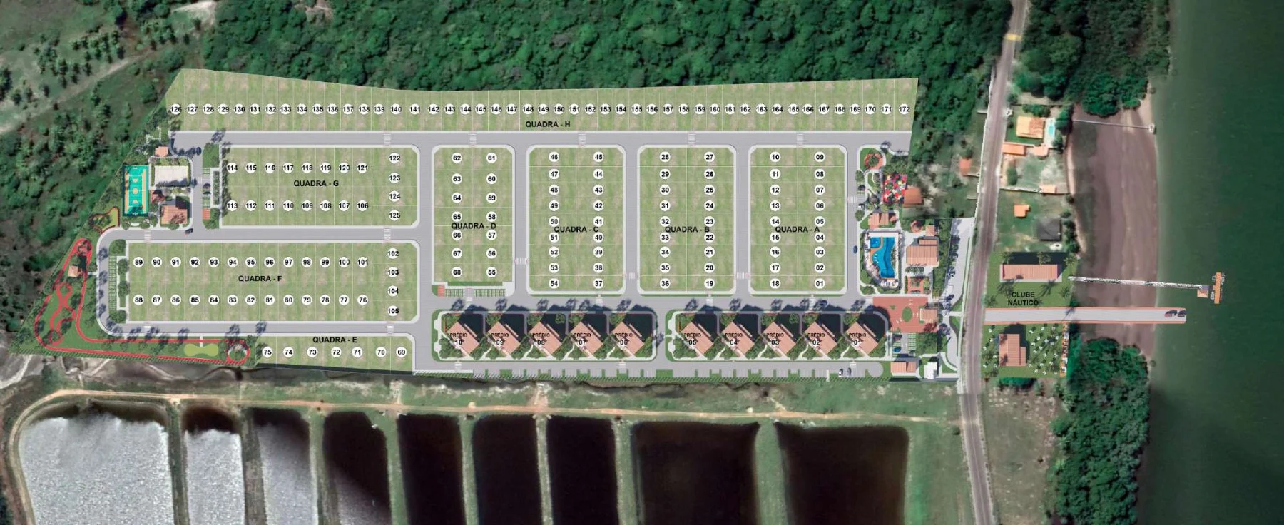 Implantação do Pontal Eco Residence vista por satélite